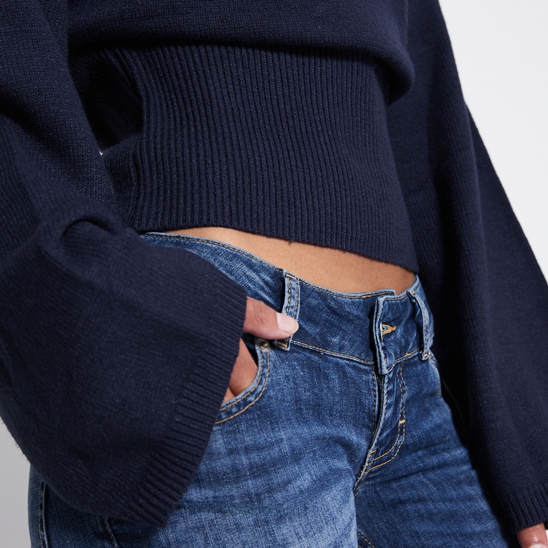 Waisted knit sweater "Khloe" Dark Blue